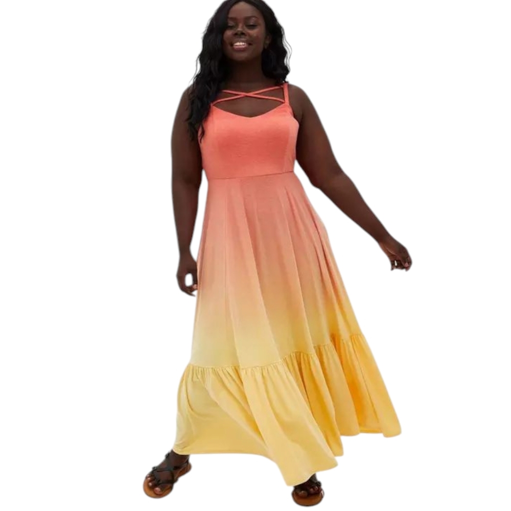 torrid Coral to Yellow Ombre Maxi Dress